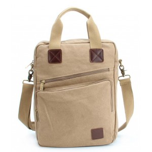 khaki IPAD canvas shoulder bag for women