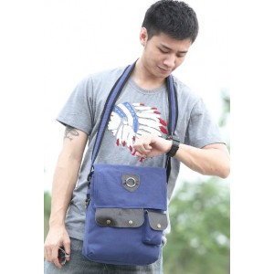 navy Men's canvas satchel