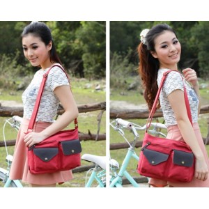 red Canvas shoulder bags for school