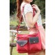 red leather canvas satchel bag