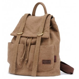 khaki canvas rucksack school backpack