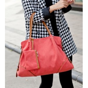 red travel handbag