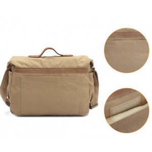 khaki Cotton canvas messenger bag