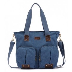 blue Canvas shoulder bag schoolbag