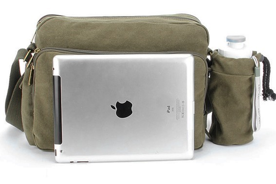 men's messenger bag with water bottle holder