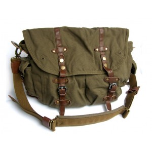 Briefcase messenger bag, canvas field bag - BagsEarth